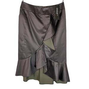 Lafayette 148 Size 2 NEW Brown Ruffle Hem Pencil Skirt